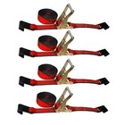 4PK 2"x60' Heavy-Duty Ratchet Tie-Down Strap w/Flat Hooks for Cargo, Made in USA