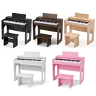 37Key Kids Wooden Digital Piano Keyboard Toddler Music Toys w/Stool,DIY Stickers