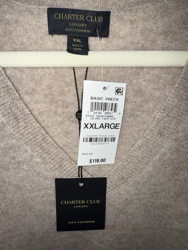 Neu mit Etikett Charter Club 100 % Kaschmir Damenpullover V-Ausschnitt Langarm - Bild 4 von 5