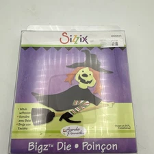 Sizzix Bigz Die Cutter WITCH BROOM Halloween Craft Card Spooky Hat Hair Face