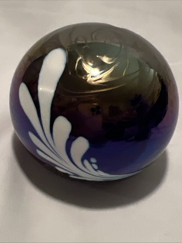 Studio Blue Purple Iridescent Paperweight Signed Lumpkin Huntsville Alabama - Picture 6 of 17