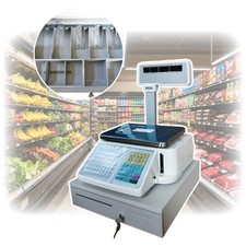 Max. 33lb Electronic Scale w Cash Box, Thermal Printer, Double Sided Display