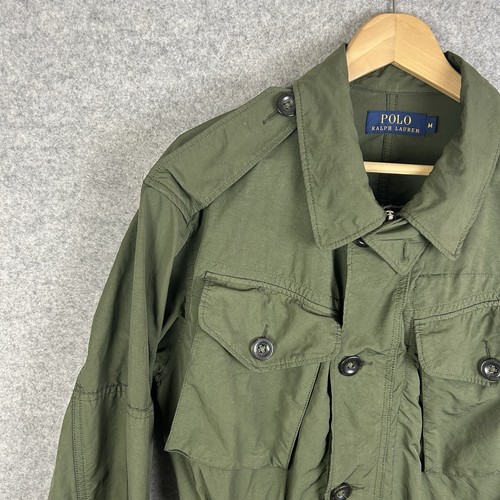 Polo Ralph Lauren Jacket Mens Medium Zip Khaki Green Coat Chore Utility Military - Picture 5 of 17