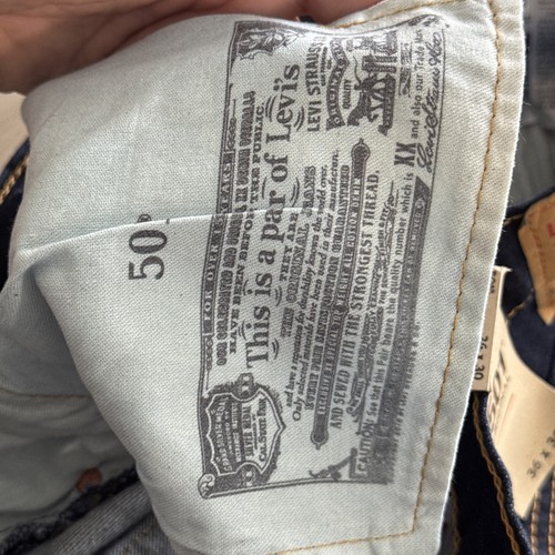 NEW Levis 501 Original Fit Straight Button Fly 36x30 Denim Blue Jeans Dark Wash - Picture 8 of 10