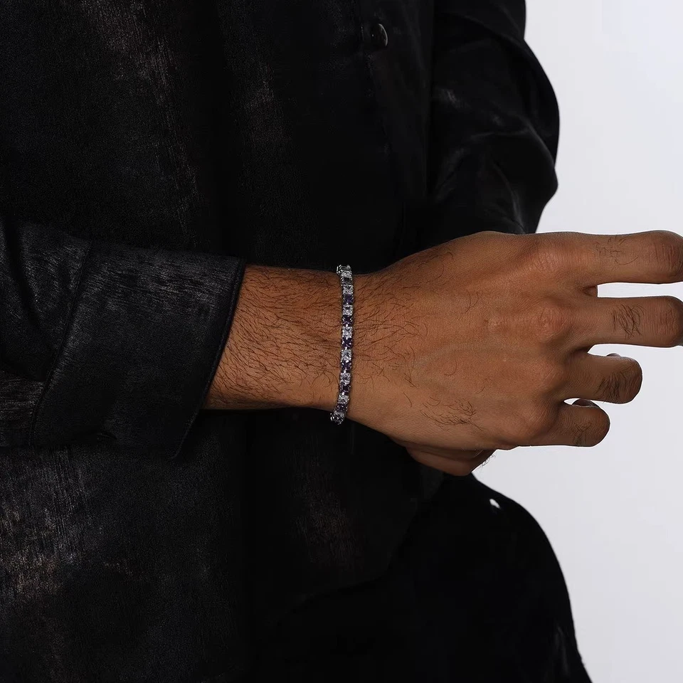 Brazalete tenis VVS MOISSANITE diamantes plata de ley 925 hombres mujeres Foto 2 de 4