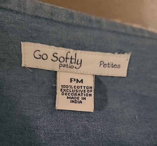 Go Softly Patio Dress Womens Petite Medium Blue Embroidered Denim Pockets Boho - Picture 8 of 10