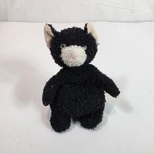 VTG Russ Home Buddies Purry Black Cat Plush Terry Cloth Beanie Animal Pink Nose