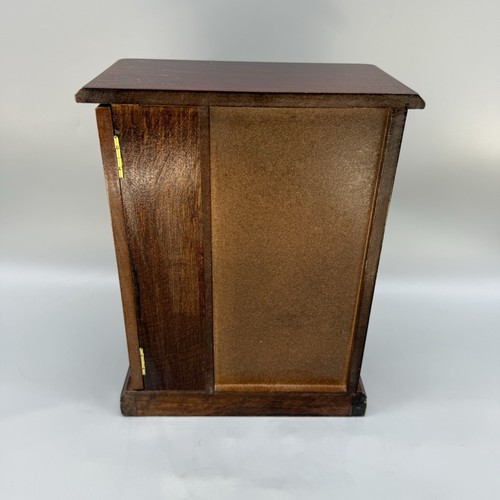 Jewelry Box Vintage Wooden Etched Flowers On Glass Doors Velvet Interior - Picture 7 of 14