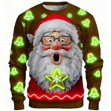 Funny 3D Santa Sweatshirt, Christmas Party Theme, Ugly Holiday Sweater