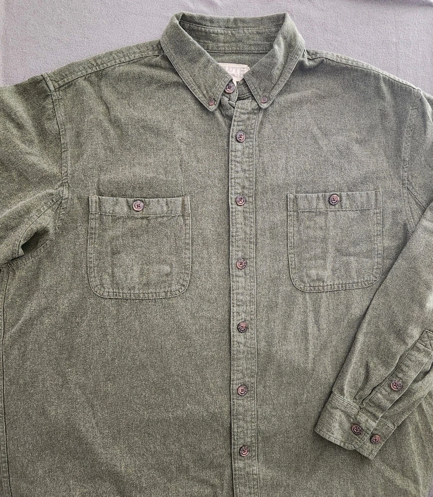 Duluth Trading Co Flannel Button Down Shirt 100% Cotton Mens XLT TALL Green