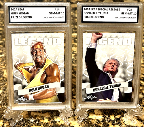 Hulk Hogan & Donald Trump 2024 LEAF PRIZED LEGEND GRADED GEM-MT 10 Lot Of 2 - Bild 1 von 7