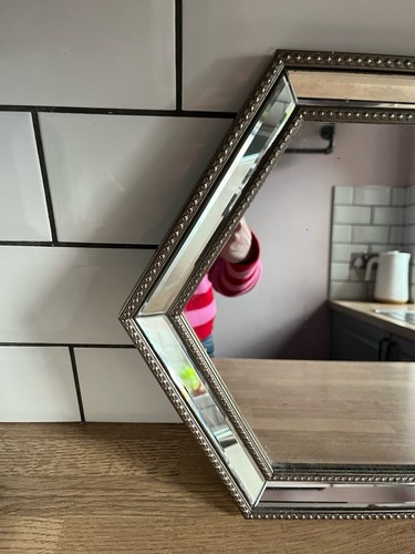 Next Silver Chrome Hexagonal Small Wall Mirror 40cm x 40cm - Picture 2 of 5