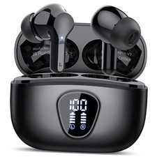 Wireless Earbuds, Bluetooth 5.4 Headphones HiFi Stereo, Bluetooth Earbuds Black
