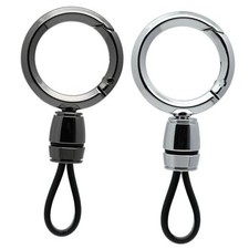 Tool-free Quick Release keychain Metal  TPU Strap Car Key Black  Silver Round
