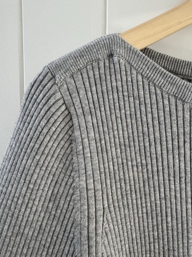 Witchery Wool Blend Knit Top Jumper Size S Grey Ribbed Long Sleeve Side Split - Picture 4 of 12