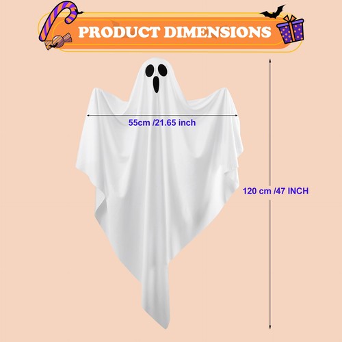 Decoraciones Halloween Exterior, Blanco Colgante Fantasma Colgante Iluminar con Azul... - Imagen 3 de 8