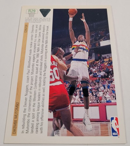 1991-92 Upper Deck Rookie Standouts #R29 Dikembe Mutombo Denver Nuggets - Picture 2 of 2