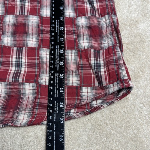 Lucky Brand Mens Western Shirt Cotton Plaid Red Pearl Snap Large Long Sleeve - Picture 8 of 10