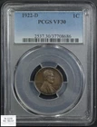 1922 D Lincoln Wheat Copper Cent 1C PCGS VF 30