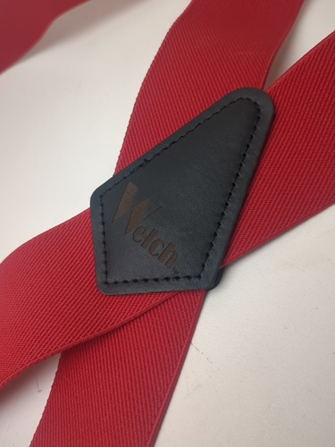 Welch Men's Big & Tall Elastic Red Clip-End Trucker Suspenders Side Clips - Picture 3 of 5