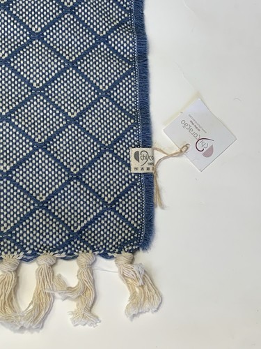 NEU Oversize blau Baumwolle Schal 69x18" Chi Coracao handgefertigt in Portugal Neu mit Etikett - Bild 4 von 21
