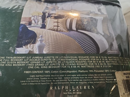Lauren Ralph Lauren Queen Bed Skirt Dust Ruffle ~Solid Black - Picture 7 of 7