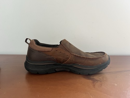 SKECHERS Herren Braun Leder Größe 10 Relaxed Fit Slipper Halbschuhe Schuhe SN 66146 - Bild 7 von 11