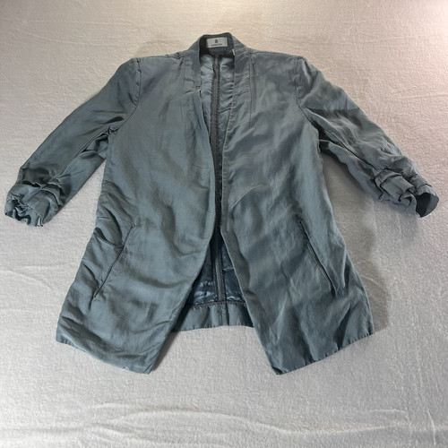 Aritzia Babaton Blazer Gr. 8 vorne offen Power Hüfte 3/4 Plissee Ärmel kragenlos - Bild 1 von 10