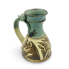 Vintage John Schulps Studio Pottery Stoneware Pitcher Jug Signed 8”