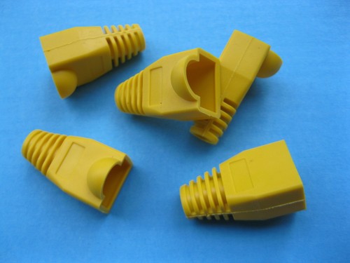 400 Pcs Modular Plug RJ45 CAT5 8P8C Network Connector End Boot Cap Yellow Color - Picture 1 of 4