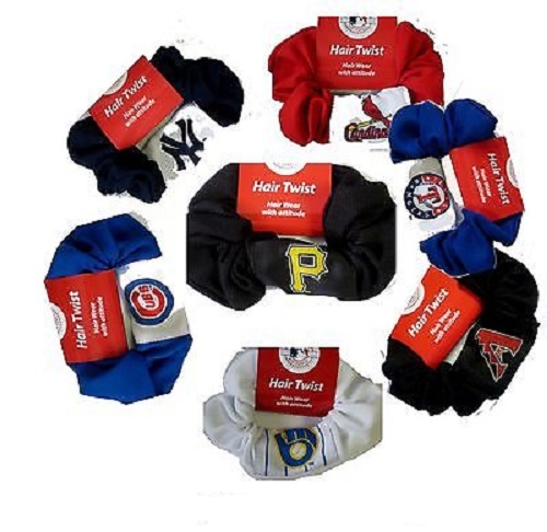 MLB HAIR TWIST SCRUNCHIE  $4.99 to $9.99   ASSORTED TEAMS & COLORS - Picture 1 of 21