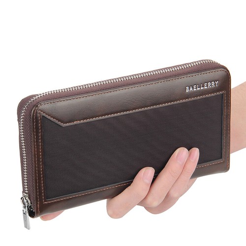 Man's Leather Clutch Bag Large Capacity Handbag ID Card Holder Wallet Zip Purse - Picture 9 of 14