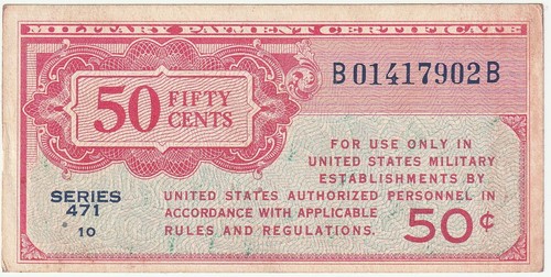 US MPC 50 Cents Series 471 Choice Extra Fine Condition - 第 1/2 張圖片