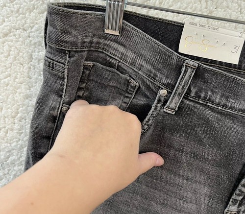 Jessica Simpson Mika Best Friend Jeans Grey Embroidered Crop Women’s Size 31 NWT - Picture 5 of 10