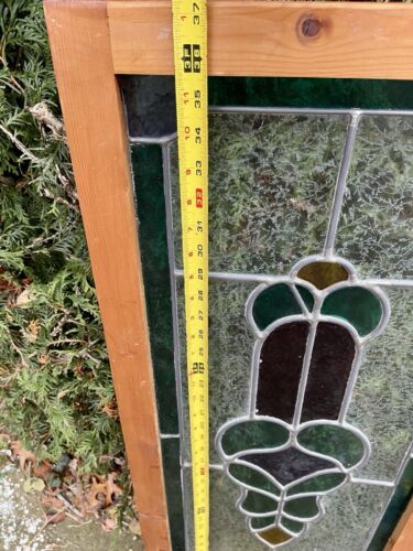 Large Victorian Multicolor Stained Leaded Glass Transom Window Panel Framed #26 - Picture 12 of 16