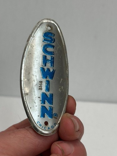 Original Schwinn Chicago Stingray Bicycle Head Badge Emblem Stripped - Picture 9 of 10