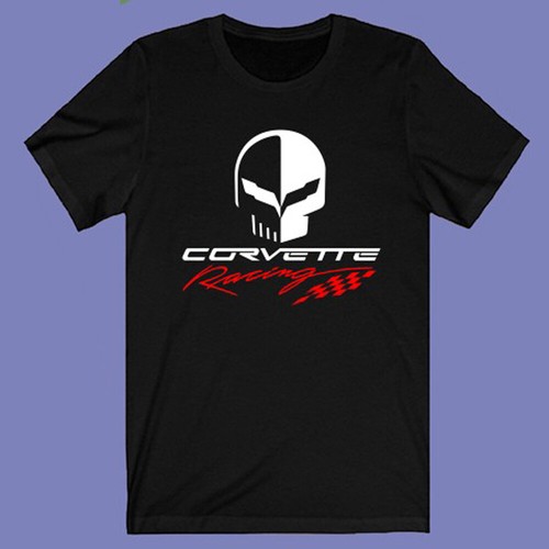 Camiseta negra Corvette Racing Car Jake Scull Skull para hombre talla S-5Xl - Imagen 1 de 3