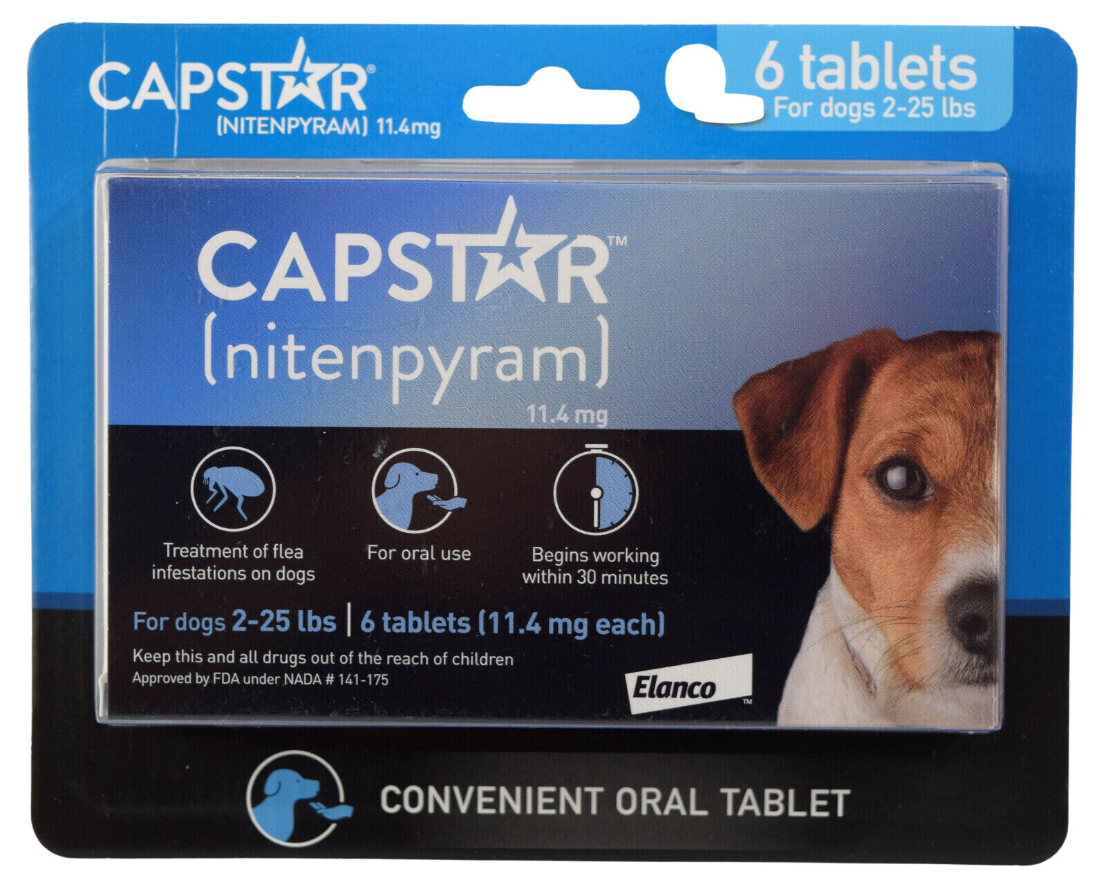 CAPSTAR 11.4mg Oral Flea Treatment Tablets for Dogs 2 25 lbs 6