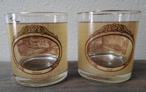 Vintage Currier & Ives 4 Jahreszeiten Panorama Houze Kunst Hi-Ball Gläser 4er Set - Bild 9 von 18