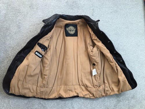 Vintage Emporio Armani Brown Leather Coat Sz 52 (38R-40S US) - Picture 2 of 16