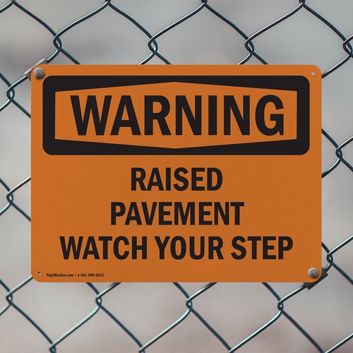 (2 Pack) Raised Pavement Watch Your Step OSHA Warning Sign Decal Metal Plastic - Bild 5 von 21