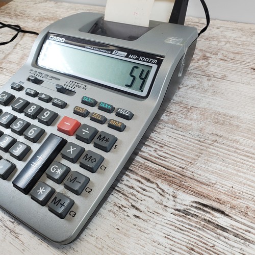 Casio HR-100TM Printing Calculator with Adaptor Ink Roller IR40T - Tested, Works - Picture 4 of 14
