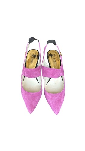 Michael Kors Sivian Sling Back Heels In Pinkish Purple and Black Size 8M - Picture 2 of 7