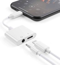 2 in 1 Dual Adapter 3.5mm Headphone  Charger For iPhone 8 PLUS X XS XR 11 12 13