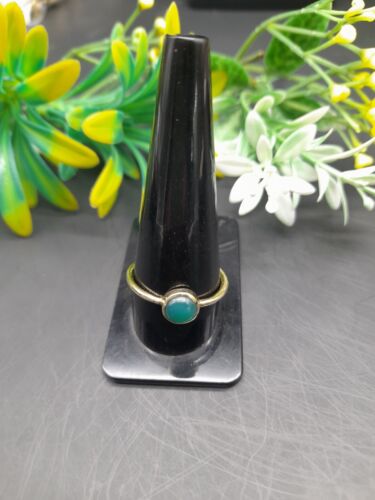 Natural Green onyx Ring / Bezel Set Round Gemstone Ring / Brass Handmade Ring - Picture 3 of 5