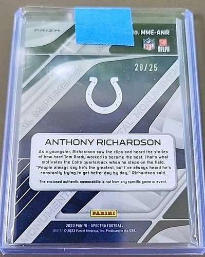 2023 Anthony Richardson 2023 Spectra Rookie Monumental Patch Colts 20/25 RC - Picture 2 of 3