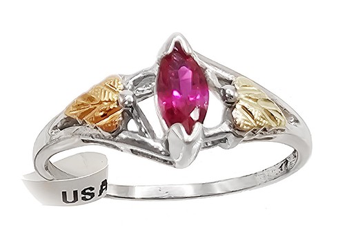 Black Hills Gold Sterling Silver Ring w Lab Created Ruby Ring Size 8 FAST SHIPP - Picture 2 of 4