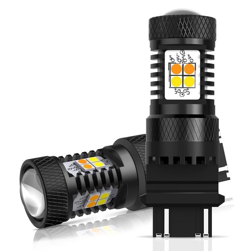 High Power 3157 4157NA Switchback White Amber Front LED Turn Signal Light Bulbs - Picture 9 of 11