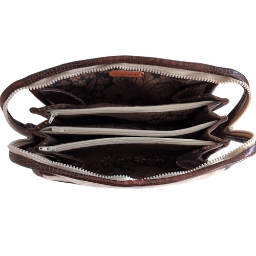 Cowhide Leather Makeup Bag Cosmetics Suede Toiletry Brush Pouch Vanity Clutch - Picture 6 of 12