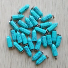 Wholesale 50pcs Turquoise Stone Hexagonal Pillar Pendants Jewelry Necklace DIY